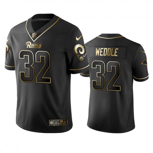 Los Angeles Rams #32 Eric Weddle Black Golden Limited Edition Stitched Jersey Men's