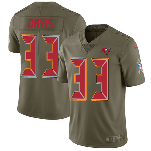 Tampa Bay Buccaneers #33 Carlton Davis III Olive Youth Stitched Limited 2017 Salute to Service Jersey Youth