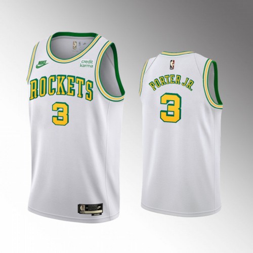 Houston Rockets #3 Kevin Porter Jr. Mens White 2022-23 Classic Edition Jersey Mens