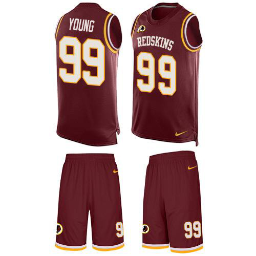 Commanders #99 Chase Young Burgundy Red Team Color Men's Stitched Limited Tank Top Suit Jersey