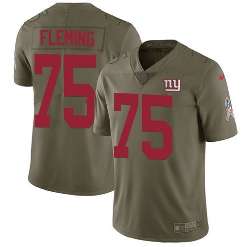 New York Giants #75 Cameron Fleming Olive Men's Stitched Limited 2017 Salute To Service Jersey Men's