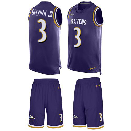 Ravens #3 Odell Beckham Jr. Purple Team Color Men's Stitched Limited Tank Top Suit Jersey