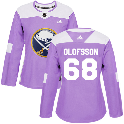 Adidas Buffalo Sabres #68 Victor Olofsson Purple Authentic Fights Cancer Women's Stitched Jersey Womens
