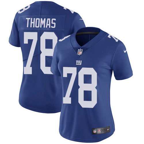 New York Giants #78 Andrew Thomas Royal Blue Team Color Women's Stitched Vapor Untouchable Limited Jersey Womens