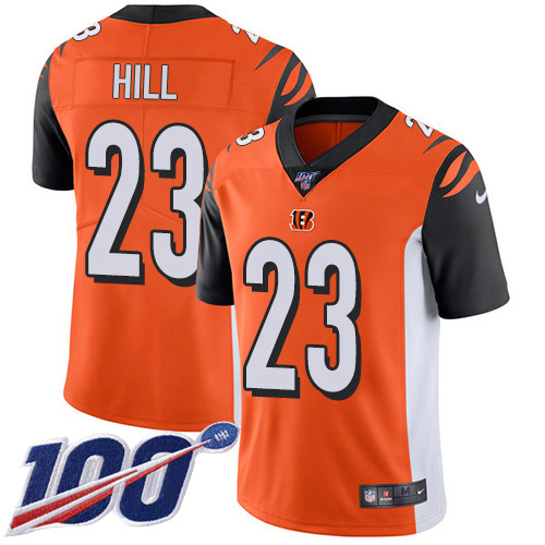 Bengals #23 Daxton Hill Orange Alternate Youth Stitched 100th Season Vapor Untouchable Limited Jersey