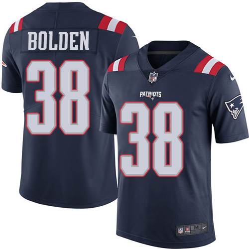 New England Patriots #38 Brandon Bolden Navy Blue Youth Stitched Limited Rush Jersey Youth