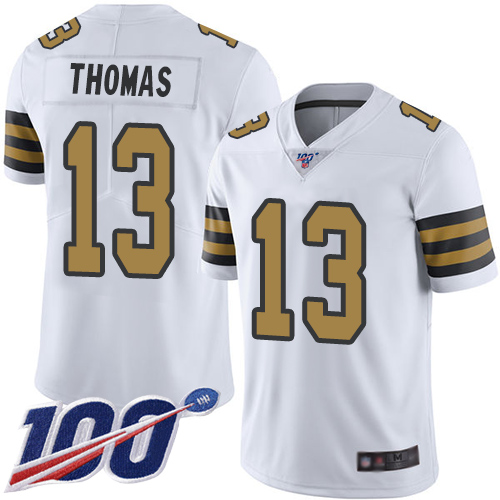 Saints #13 Michael Thomas White Men's Stitched Limited Rush 100th Season Jersey