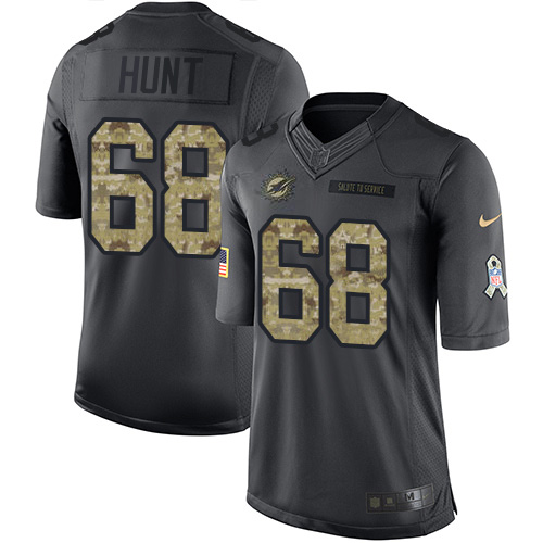 Miami Dolphins #68 Robert Hunt Black Men's Stitched Limited 2016 Salute to Service Jersey Men's