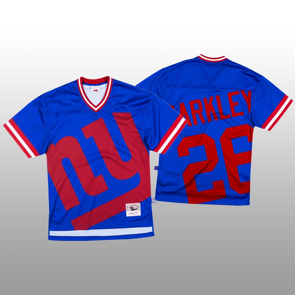 New York Giants #26 Saquon Barkley Blue Men's Mitchell & Nell Big Face Fashion Limited Jersey