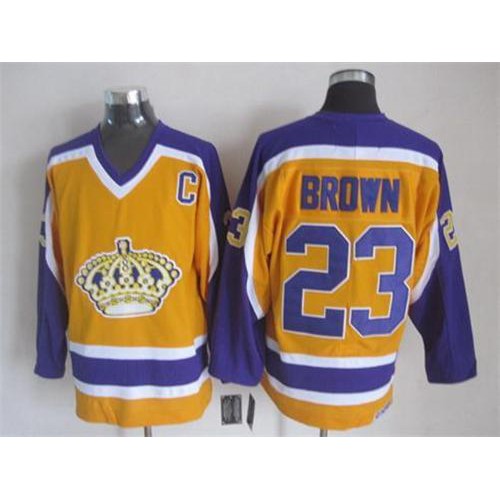 Los Angeles Kings #23 Dustin Brown Yellow CCM Stitched Jersey Men's