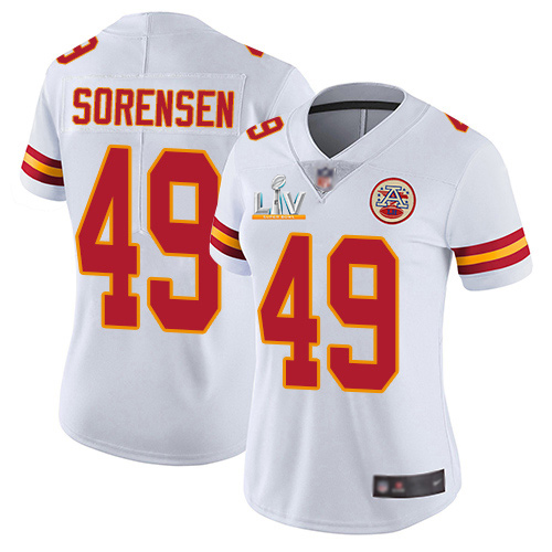 Kansas City Chiefs #49 Daniel Sorensen White Women's Super Bowl LV Bound Stitched Vapor Untouchable Limited Jersey Womens