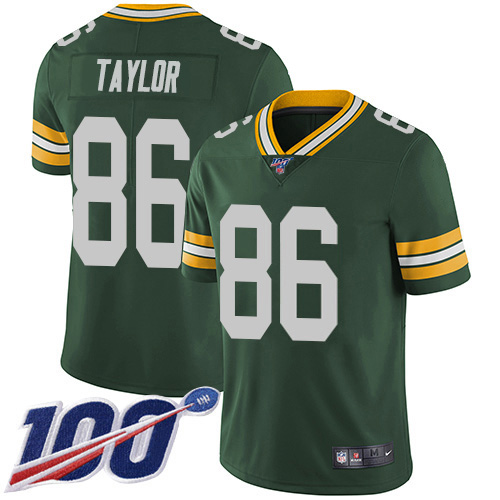 Green Bay Packers #86 Malik Taylor Green Team Color Men's Stitched 100th Season Vapor Untouchable Limited Jersey Men's