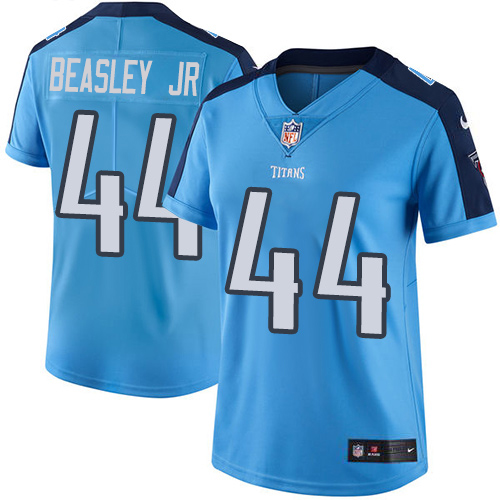 Tennessee Titans #44 Vic Beasley Jr Light Blue Women's Stitched Limited Rush Jersey Womens
