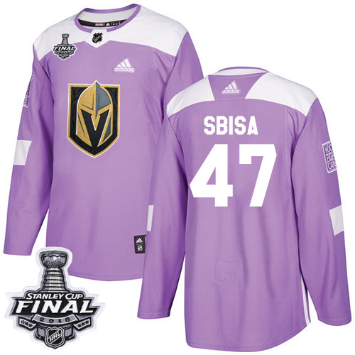 Adidas Golden Vegas Golden Knights #47 Luca Sbisa Purple Authentic Fights Cancer 2018 Stanley Cup Final Stitched Jersey Men's