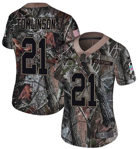 Chargers #21 LaDainian Tomlinson Camo Women's Stitched Limited Rush Realtree Jersey