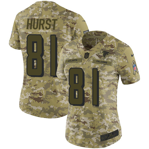 Atlanta Falcons #81 Hayden Hurst Camo Women's Stitched Limited 2018 Salute To Service Jersey Womens