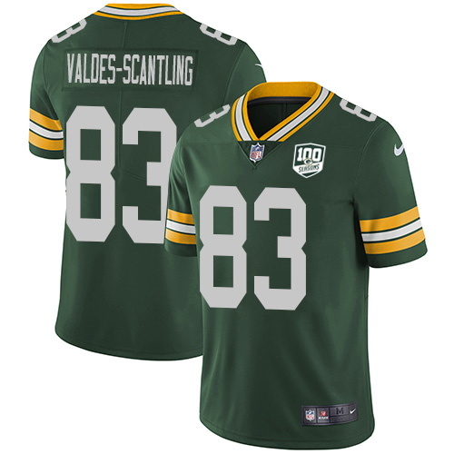 Green Bay Packers #83 Marquez Valdes-Scantling Green Team Color Youth 100th Season Stitched Vapor Untouchable Limited Jersey Youth