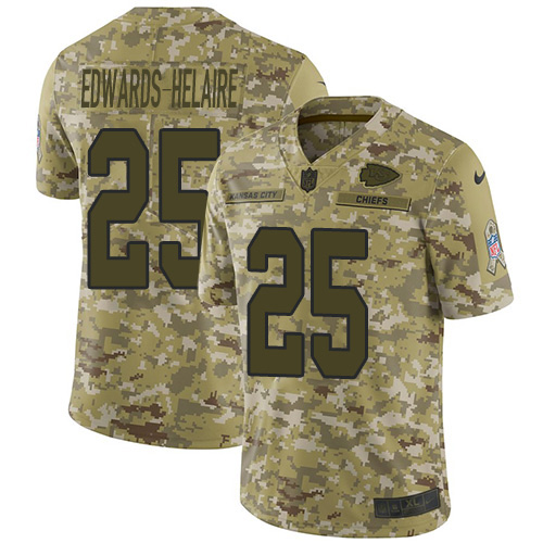 Chiefs #25 Clyde Edwards-Helaire Camo Men's Stitched Limited 2018 Salute To Service Jersey