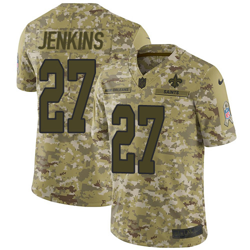 New Orleans Saints #27 Malcolm Jenkins Camo Youth Stitched Limited 2018 Salute To Service Jersey Youth