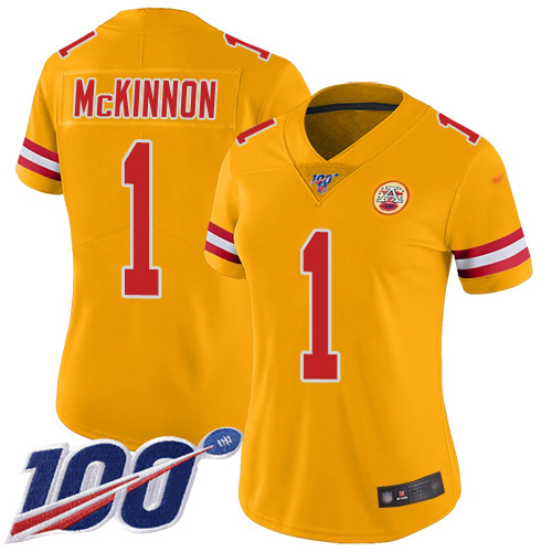 Chiefs #1 Jerick McKinnon Gold Women's Stitched Limited Inverted Legend Jersey