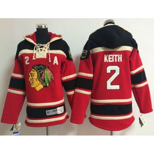Chicago Blackhawks #2 Duncan Keith Red Sawyer Hooded Sweatshirt Stitched Youth Jersey Youth