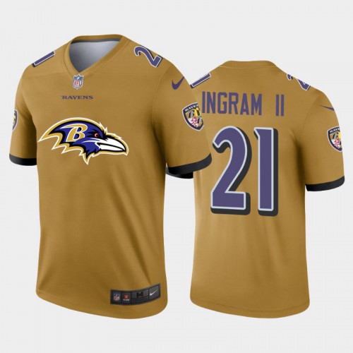 Baltimore Baltimore Ravens #21 Mark Ingram II Gold Men's Big Team Logo Vapor Limited Jersey Men's