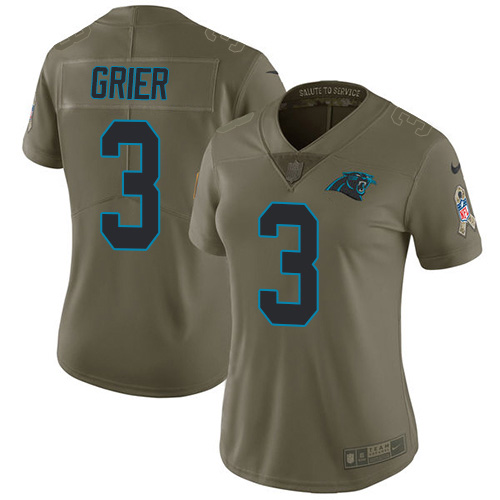 Carolina Panthers #3 Will Grier Olive Women's Stitched Limited 2017 Salute To Service Jersey Womens