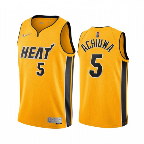 Miami Miami Heat #5 Precious Achiuwa Yellow Youth Swingman 2020-21 Earned Edition Jersey Youth