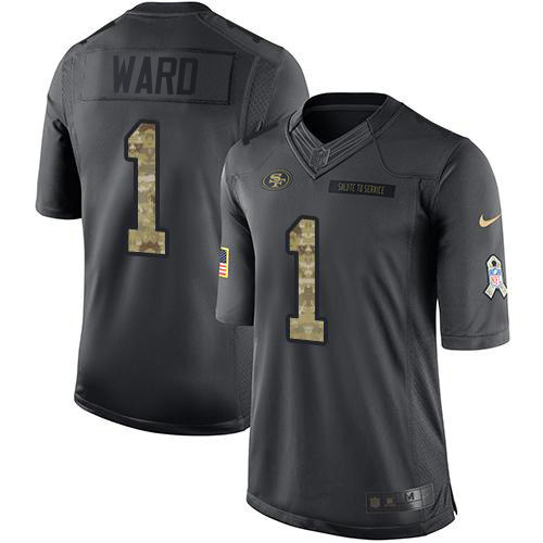 49ers #1 Jimmie Ward Black Youth Stitched Limited 2016 Salute To Service Jersey