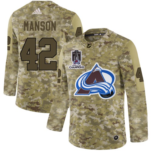 Adidas Colorado Avalanche #42 Josh Manson Camo 2022 Stanley Cup Champions Authentic Stitched Jersey Men's