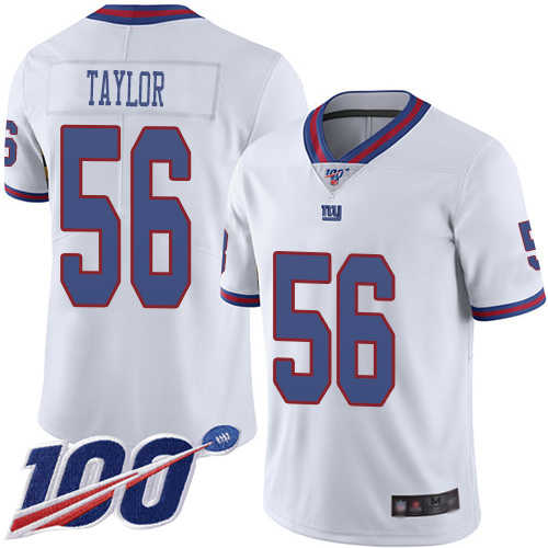 Giants #56 Lawrence Taylor White Men's Stitched Limited Rush 100th Season Jersey
