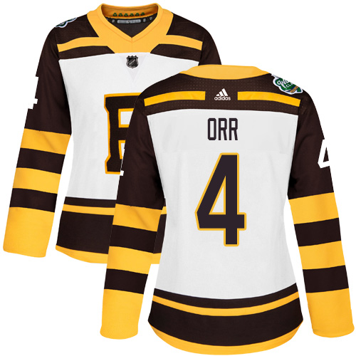 Adidas Boston Bruins #4 Bobby Orr White Authentic 2019 Winter Classic Women's Stitched Jersey Womens