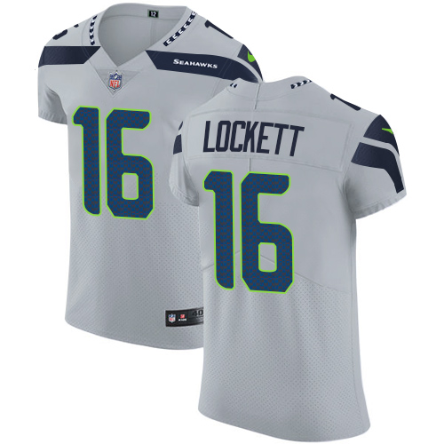 Seahawks #16 Tyler Lockett Grey Alternate Men's Stitched Vapor Untouchable Elite Jersey