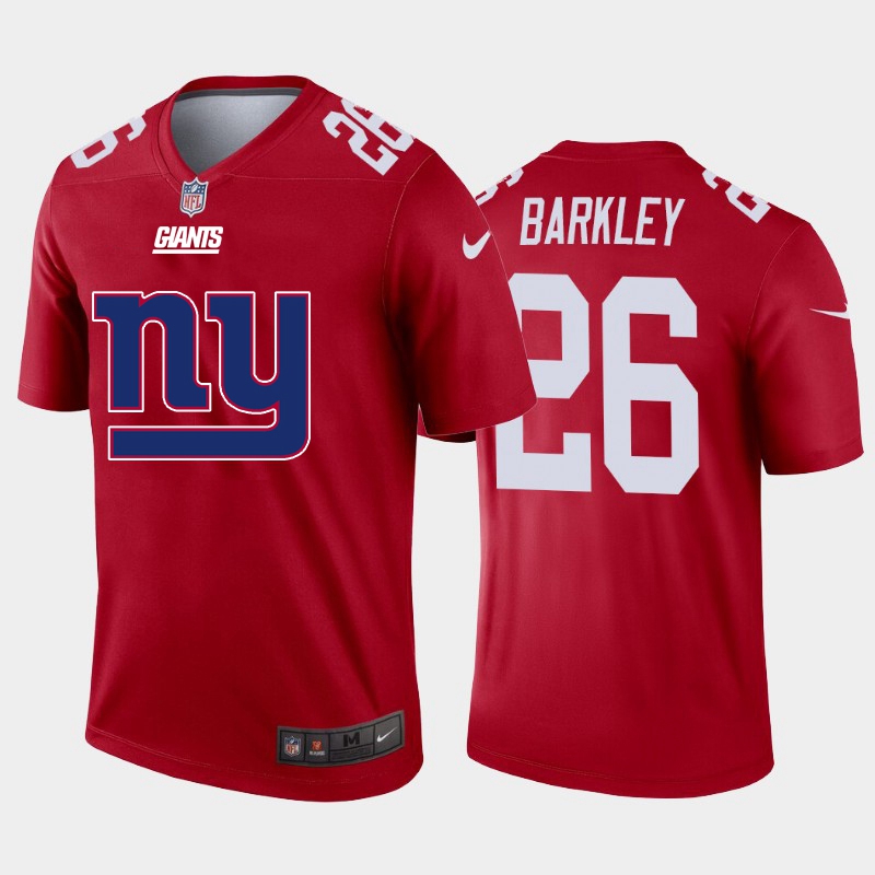 New York Giants #26 Saquon Barkley Red Men's Big Team Logo Vapor Limited Jersey