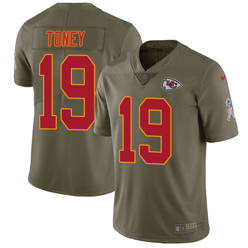Chiefs #19 Kadarius Toney Olive Men's Stitched Limited 2017 Salute To Service Jersey