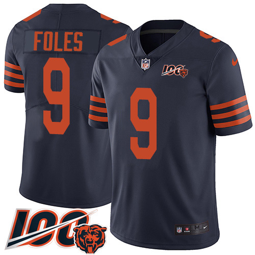 Chicago Bears #9 Nick Foles Navy Blue Alternate Men's Stitched 100th Season Vapor Untouchable Limited Jersey Men's