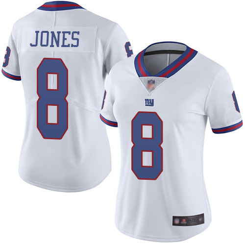 Giants #8 Daniel Jones White Women's Stitched Limited Rush Jersey