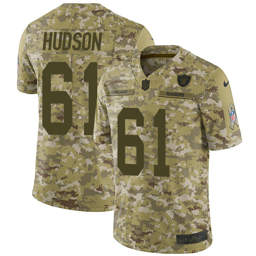 Las Vegas Raiders #61 Rodney Hudson Camo Youth Stitched Limited 2018 Salute to Service Jersey Youth