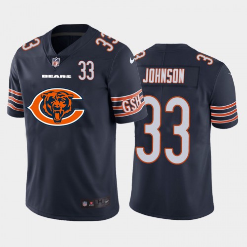 Chicago Chicago Bears #33 Jaylon Johnson Navy Blue Men's Big Team Logo Player Vapor Limited Jersey Men's