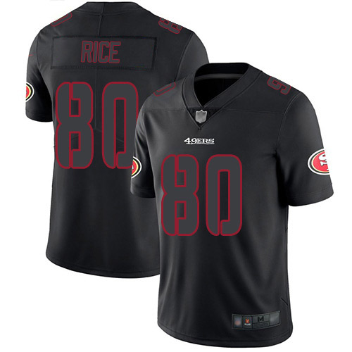 49ers #80 Jerry Rice Black Men's Stitched Limited Rush Impact Jersey