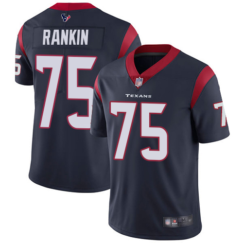 Houston Texans #75 Martinas Rankin Navy Blue Team Color Men's Stitched Vapor Untouchable Limited Jersey Men's