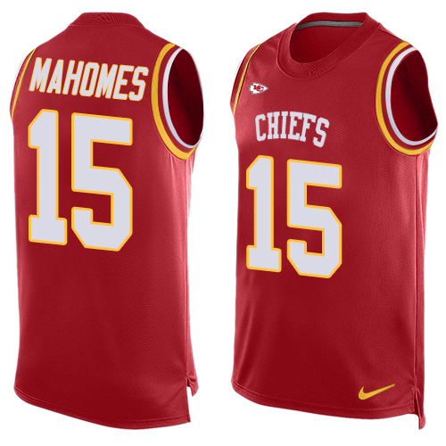 Chiefs #15 Patrick Mahomes Red Team Color Men's Stitched Limited Tank Top Jersey