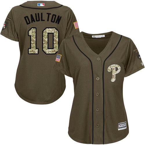 Philadelphia Phillies #10 Darren Daulton Green Salute to Service Women's Stitched Jersey Womens