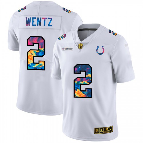 Indianapolis Indianapolis Colts #2 Carson Wentz Men's White Multi-Color 2020 Crucial Catch Limited Jersey Men's
