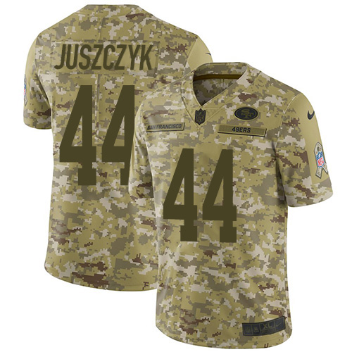 49ers #44 Kyle Juszczyk Camo Youth Stitched Limited 2018 Salute To Service Jersey