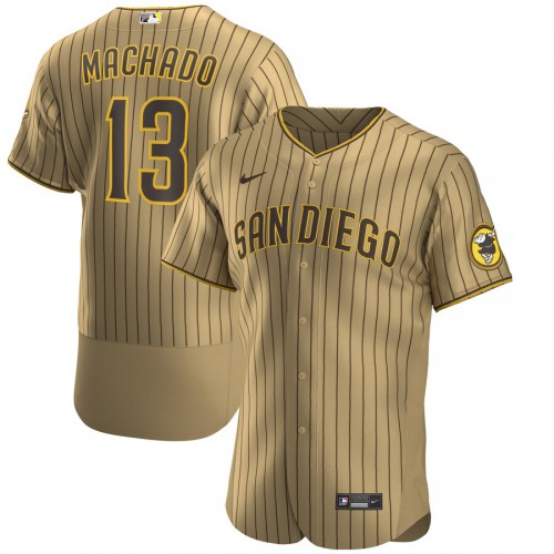 San Diego San Diego Padres #13 Manny Machado Men's Tan Brown Authentic Alternate Player Jersey Men's