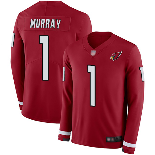 Cardinals #1 Kyler Murray Red Team Color Youth Stitched Limited Therma Long Sleeve Jersey