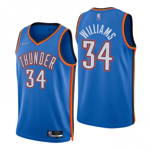 Oklahoma City Thunder #34 Kenrich Williams Blue Mens 2021-22 75th Anniversary Diamond Swingman Jersey - Icon Edition Mens
