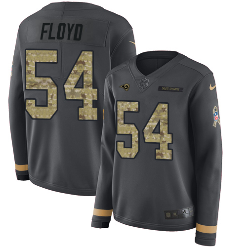 Los Angeles Rams #54 Leonard Floyd Anthracite Salute to Service Women's Stitched Limited Therma Long Sleeve Jersey Womens