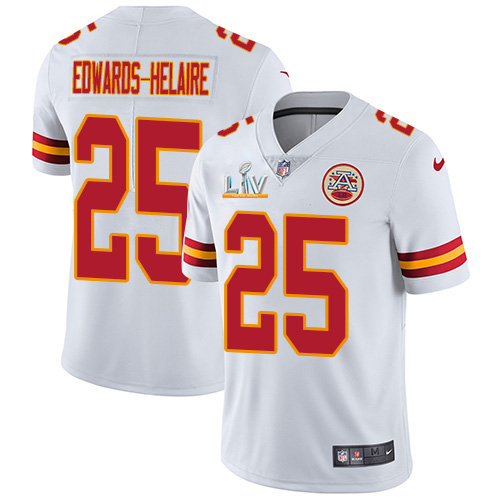 Chiefs #25 Clyde Edwards-Helaire White Men's Super Bowl LV Bound Stitched Vapor Untouchable Limited Jersey
